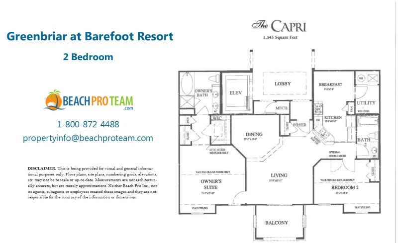 Barefoot Resort - Greenbriar Capri Floor Plan - 2 Bedroom